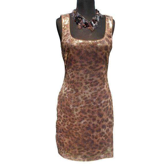 Cache Dresses & Skirts - Cache Animal Print Sequin Encrusted Open Back Event Dress Lined New $158 NWT